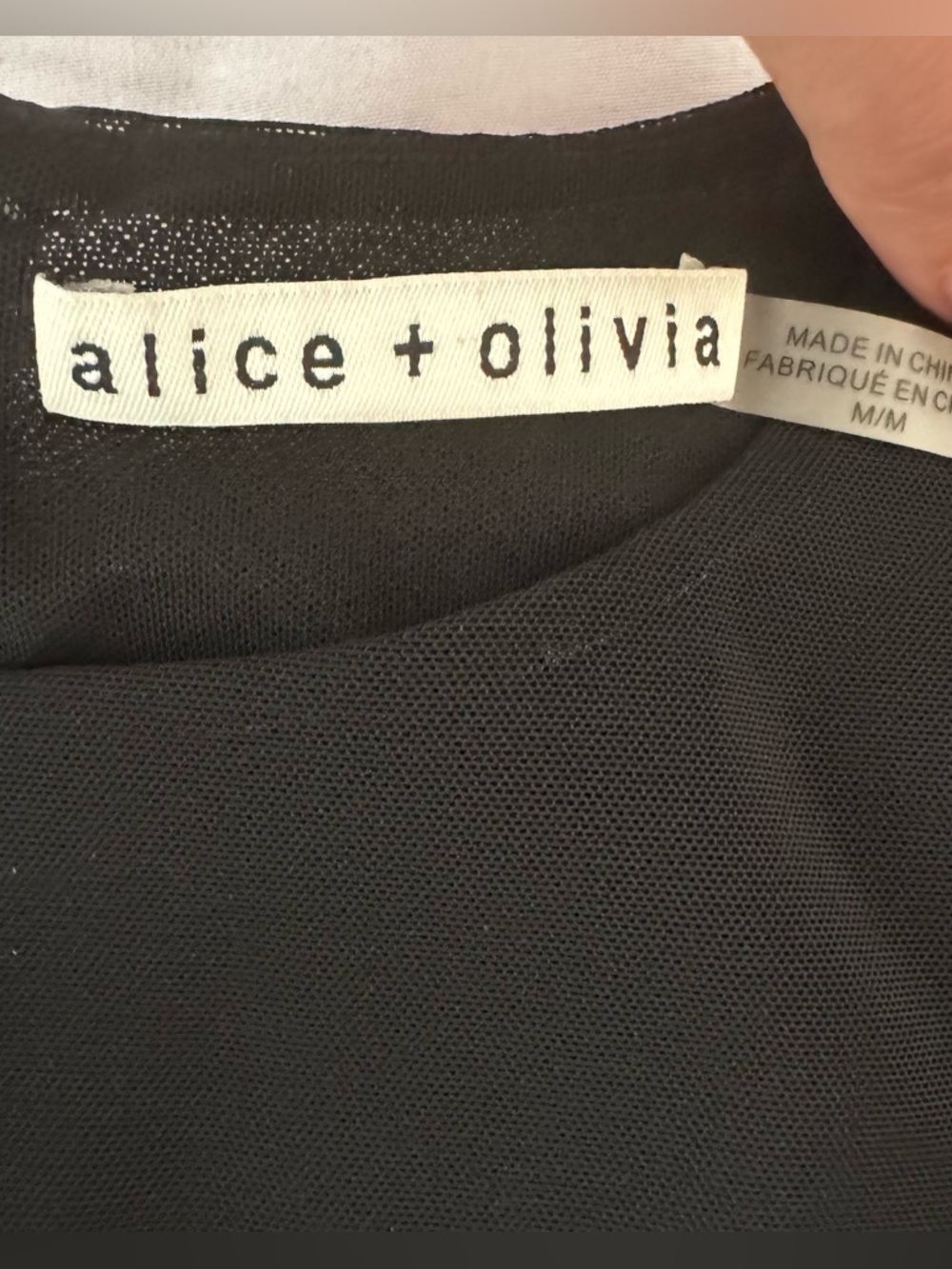 Alice + Olivia Delaina Feather Cuff Mesh Top | Sheer Black Statement Top Size M - Picture 9 of 9